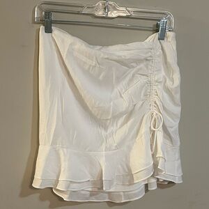 NWT Native Daughters White Mini Skirt Front Drawstring Side Zip Lined